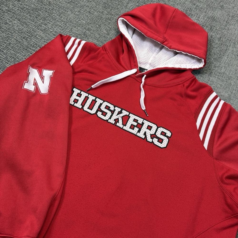 Adidas Hoodie Men's 2XL Red Nebraska Huskers Pullover Climalite NCAA